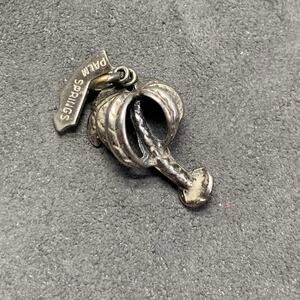 Vintage 3D Palm Tree Pendant Charm Palm Springs Florida Souvenir Nickle Silver